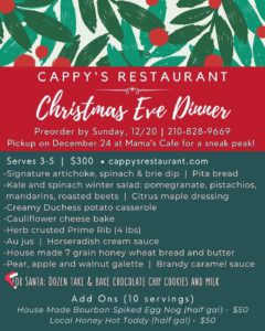 Cappy's Christmas Eve Dinner Menu